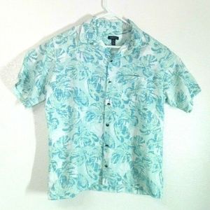 Blue & White Hawaiian Shirt 16 16-1/2 30008